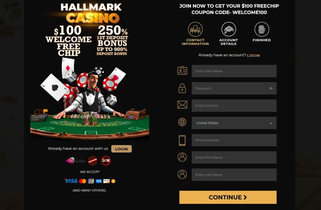 Hallmark Casino NZ Bonus 100 Free Cash On Sign Up